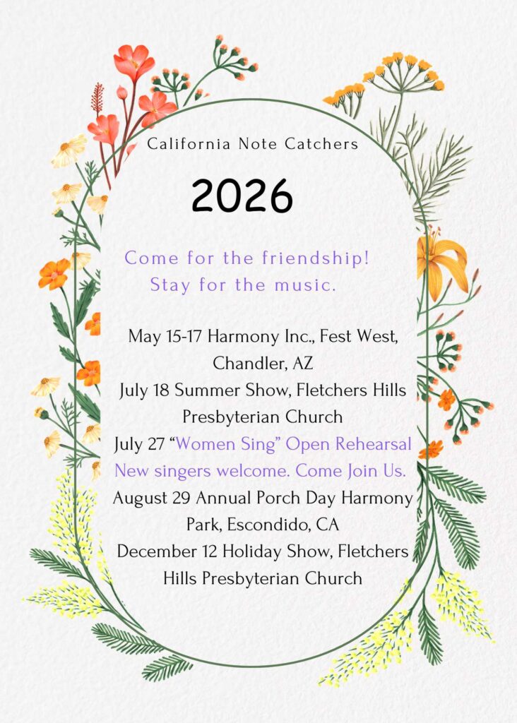 California Note Catchers 2026 schedule